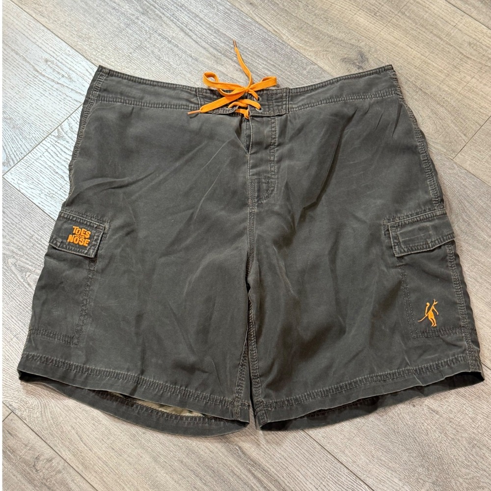 VTG Y2K Toes On The Nose Mens 36 Board Shorts Faded Brown Swim 90s